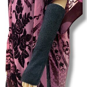 Black Soft Fuzzy Long Arm Warmers Gloves NWT